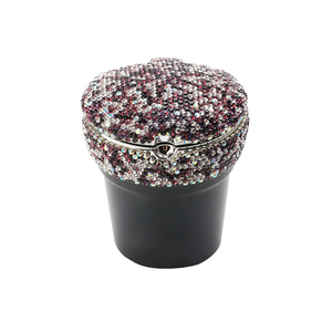 Rhinestone Shiny Sparkling Glitter Diamond-mounted Bling Metal Portable Cigarette Smoking Tobacco Bin <strong>Car</strong> <strong>Ashtray</strong> With Led Light - Product Image 5