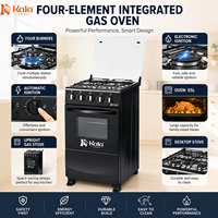 Cuisinière d'extérieur autonome avec four carré 4 feux à gaz, chaudière électrique chauffée, foyer vertical en verre pour usage domestique