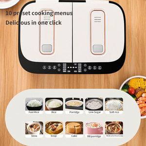Cuisinière à riz électrique multifonction intelligente à écran tactile, double cuve, grande capacité 5L, pour la maison, faible teneur en sucre - Product Image 3