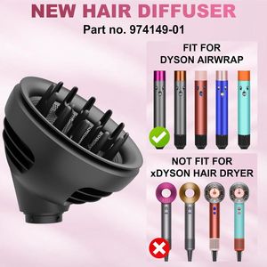 Wellenlocken-Diffusor-Aufsatz Kompatibel mit Dys Airwrap HS01 HS05 HS08 Verbesserte Düse Kuppelförmig Schneller Trocknen Locken Definieren Schwarz - Product Image 6