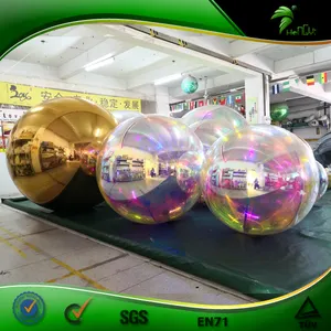 Giant Inflatable Rainbow Mirror Ball Color Mirror Balloon Roll In Ball For Advertising Hongyi inflatable