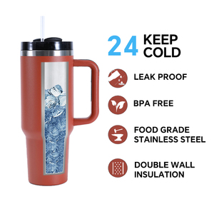 Hot Selling Wholesale Cheap BPA Free Stainless Steel Insulated Vacuum Travel 40oz Coffee Tumbler <b>Straw</b> Handle Lid 6-12 Hours - Product Image 4