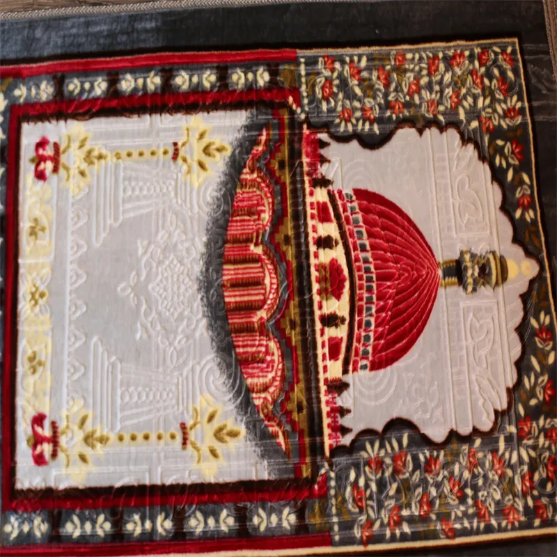 Alfombra de terciopelo de seda suave con estampado, tapete de alta calidad, musulmán, islámico, para puerta