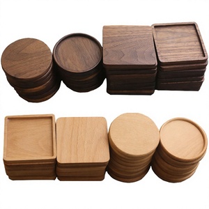 Sous-verres écologiques en bois d'acacia, style rustique et campagnard, en pin, hêtre, noyer, personnalisables, protection de table, 8 mm - Product Image 2
