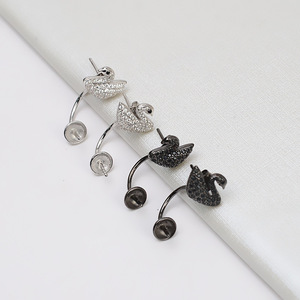 S925 <b>Silver</b> <b>Chain</b> Smooth Diamond <b>Earrings</b> Personalized Necklace Pearl DIY Accessories Empty <b>Silver</b> Jewelry Findings Components - Product Image 1