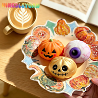Jouet Squishy en Gelée d'Halloween en Forme de Citrouille et d'Œil, Jouet Sensoriel Anti-Stress à Presser en TPR