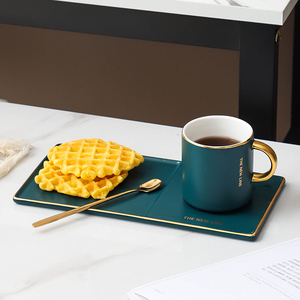<span class=keywords><strong>Rosa</strong></span> su ordinazione golden rim elegante rettangolo piattino tazza di latte riutilizzabili espresso in ceramica <span class=keywords><strong>tazze</strong></span> di tè tazza di caffè - Product Image 4