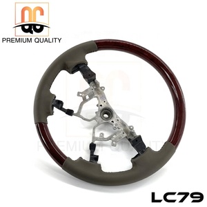 LC79陆地巡洋舰皮卡中国大库存原装木材和皮革方向盘 - Product Image 5