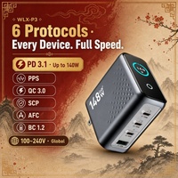 Chargeur GaN3 148W avec écran LED, 3C1A USB-C PD pour MacBook iPhone Samsung Galaxy, certifié CE FCC RoHS