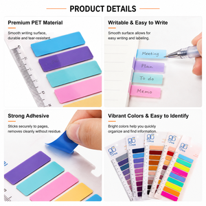 PET Transparent Page Markers Writable Waterproof Index Tabs Self Adhesive Removable Book <b>Labels</b> <b>Sticky</b> Notes for Office School - Product Image 2