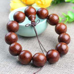 HONGTM Brazilian <b>Red</b> Sandalwood <b>Bracelet</b> 12mm Round Beads Single Strand Ethnic Style Wooden Jewelry for Men Women - Product Image 2