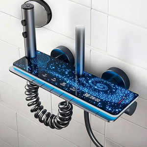 Ensemble de douche rectangulaire à température constante avec affichage numérique LED, design touches de piano, thème ciel étoilé, alimenté par piles - Product Image 3
