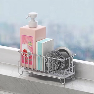 Égouttoir à éponges de cuisine moderne en acier inoxydable 304, étanche et à double niveau, non pliable - Product Image 5