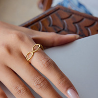 Bague moderne plaquée or avec design en forme de lunettes, bijoux unisexes tendance, accessoire à porter au quotidien