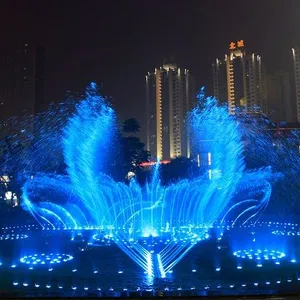 Fuente de agua de 100M, grande, para exterior, música, baile, columpio