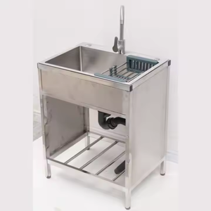 Lavello <span class=keywords><strong>cucina</strong></span> con rubinetto circolare acqua calda e fredda tubo di ingresso vasca lavanderia in acciaio inossidabile con mensola - Product Image 4