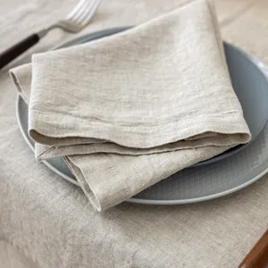 Serviettes en lin français pur, serviettes de table texturées naturelles, lavables et réutilisables pour hôtel, mariage, banquet - Product Image 5