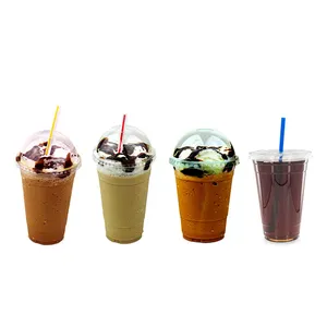Factory Price Printing Logo Recyclable Cold Drinking 32 Oz Disposable Milkshaker Transparent Plastic Cups With Lid