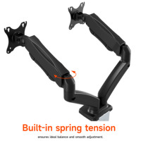 Support de bureau pour deux moniteurs à ressort à gaz, bras articulé, support d'écran d'ordinateur à mouvement complet, support VESA, 17-32 pouces, 8 kg, approuvé RoHS