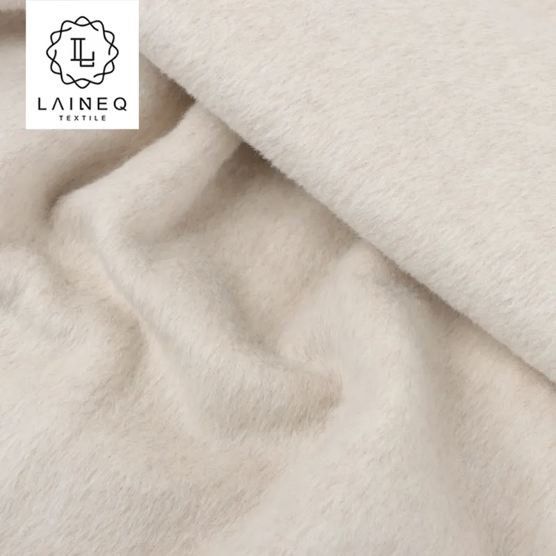 Vẻ đẹp len 2023: Hai Mặt Lụa Alpaca lông thỏ cao cấp hỗn hợp vải len dài cho áo khoác mùa đông