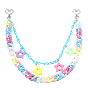 Cadena de cintura con colgante de estrella de acrílico colorido para mujer, estilo punk, para discoteca, cadena corporal a la moda, esquema de colores macaron, múltiples bucles - Product Image 5
