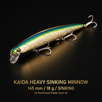 Umpan Minnow KAIDA 145mm 18g, Tipe Tenggelam Berat, Lemparan Jauh, Umpan Keras Crankbait untuk Ikan Pike, Bass, dan Ikan Besar