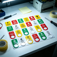 Étiquettes personnalisées pour panneau de commande, autocollants PVC pour boutons d'arrêt d'urgence, marche/arrêt, pour machines industrielles et armoires électriques