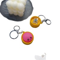 Porte-clés anti-stress lumineux et sonore, type bouton-pression, avec fonction de pression, design 'Dumpling' et 'Clicker', jouet souple