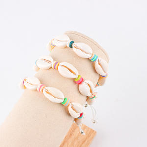 <b>Shell</b> Bangle High Quality Trendy Fashion Unisex Handmade Colorful Stretch Woven String Adjustable Couple's Wristband - Product Image 2