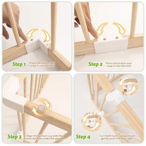 Playpen regolabile in legno per neonati e bambini piccoli al coperto centro di attività per bambini con cancello di chiusura per giocare cortile grande box - Product Image 5