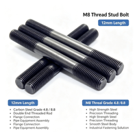 Carbon Steel Double End Stud Bolt, Grade 4.8 & 8.8, Threaded Stud for Flange & Pipe Connection