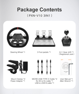 Con palanca de cambios de 6 velocidades PXN V10 Feedback Gaming Volante para Xbox Project <span class=keywords><strong>Cars</strong></span> <span class=keywords><strong>2</strong></span> - Product Image 6
