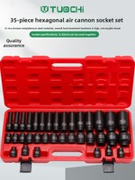 Jeu de douilles à chocs hexagonales de 35 pièces pour clé à chocs électrique et cliquet pneumatique de grande taille, avec embout carré de 1/2 pouce