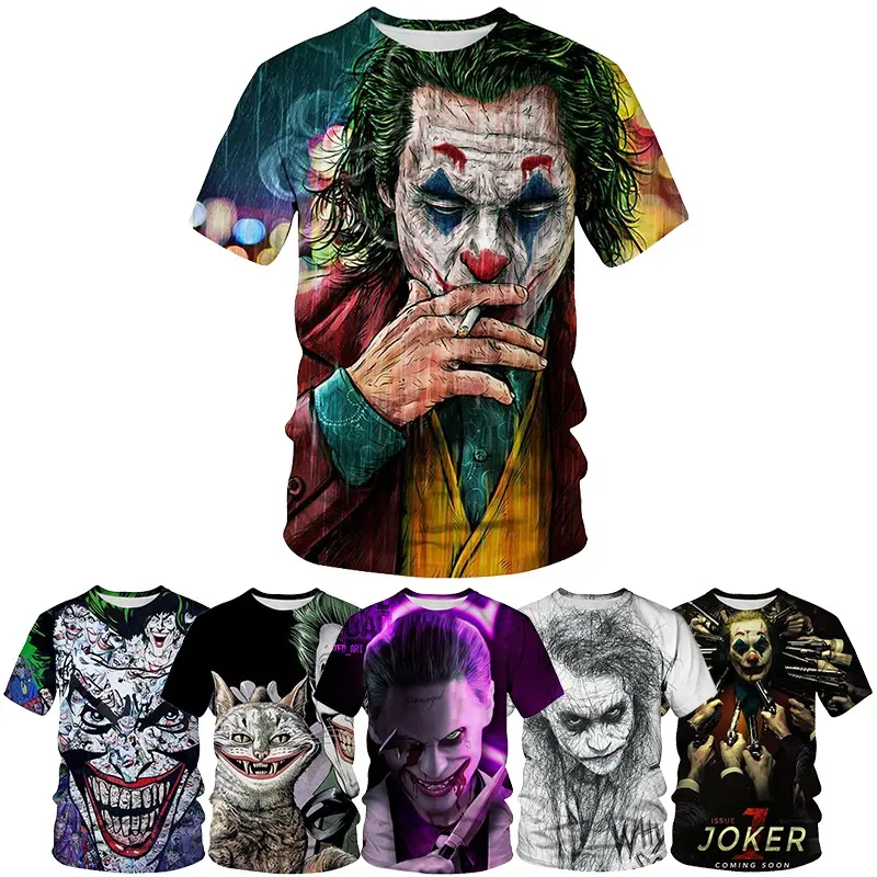 2022 Summer Newest Clown 3D Printed Shirt for Men Joker Casual Clown Short Sleeve 3D Printing T Shirt From Men Funny Tee Tops