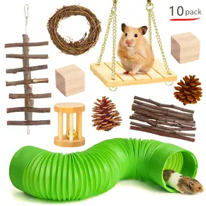 Jouets à mâcher pour Hamster, boule de monocycle à cloche, coffre ajouré, cônes de pin, clochette, ensemble de jouets pour animaux de compagnie