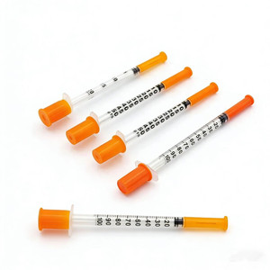Seringue à insuline stérile jetable de qualité médicale en PP 1ml/0.5ml/0.3ml U100 avec <span class=keywords><strong>aiguille</strong></span> fixe 29G/30/31GX5/16" Seringue vétérinaire de sécurité - Product Image 4