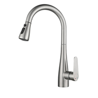 Robinet de cuisine extractible en nickel brossé à haut arc mitigeur d'évier de cuisine en acier inoxydable à trou unique