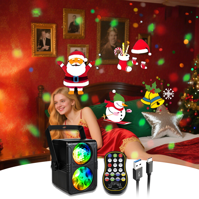 YSH Remote Sound Control RGB Gobo Projector Christmas Decorative Lighting - LED Light Tree DJ Disco
