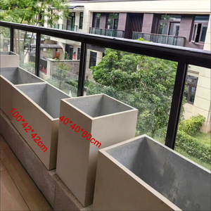 Grand pot de fleurs <span class=keywords><strong>rectangulaire</strong></span> en fibre de verre de style moderne, jardinières de fleurs en béton légères, vase de sol en pot de plantes bon marché personnalisé - Product Image 4
