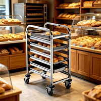 Chariot de service mobile professionnel à 6 niveaux en acier inoxydable pour boulangerie et cuisine commerciale