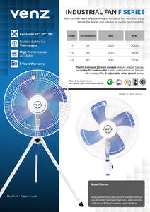 VENZ Industrial <b>fan</b> blue blades 18 inch <b>wall</b>-<b>mounted</b> F30C Energy Efficient for Industry & Outdoor Office Hotel & Household - Product Image 3