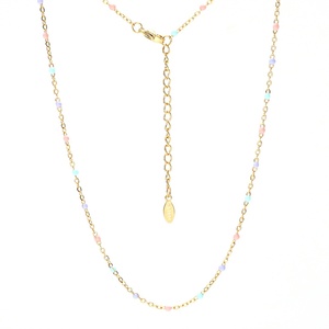 Collier tendance bohème plaqué <span class=keywords><strong>or</strong></span> avec perles goutte d'huile pour femme, chaîne à maillons en alliage <span class=keywords><strong>de</strong></span> zinc - Product Image 5
