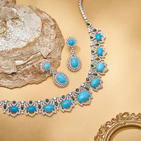 Boucles d'oreilles luxueuses ovales bleues en forme de grappe de fleurs, double rangée, en platine, entièrement serties de diamants, bijoux élégants haut de gamme pour femmes, pour banquets et soirées