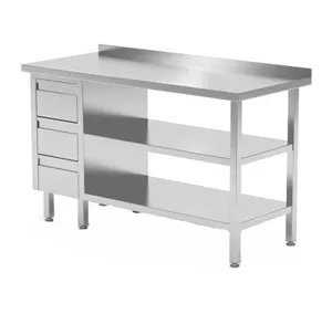 Customized High Quality Stainless Steel Commercial Kitchen Storage 3 Layer Work Bench With Drawers