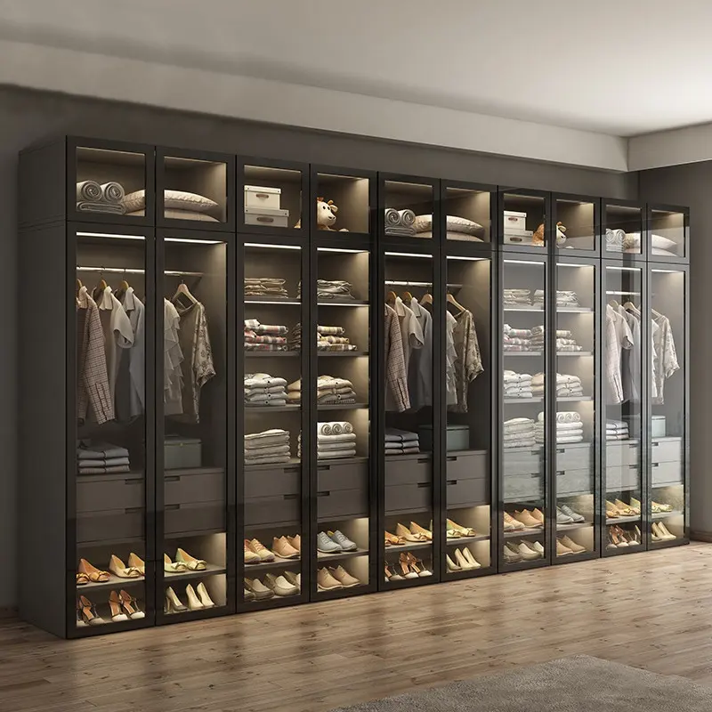 Custom Wardrobe Closet 2023 High-End Luxury Walk-in Closet with Glass Door