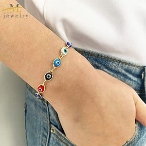 JML Hot Sale 14 Karat vergoldet versilbert Türkisch Evil Eyes Fußkettchen Perlen Armband für Mädchen Vintage Schmuck Oro Laminado Mujer Brazalete - Product Image 4