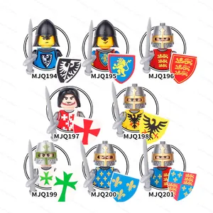 Diy medieval knight minifigs Soldiers army soldier force Building Blocks sets Toys for Kids MJQ194-MJQ201