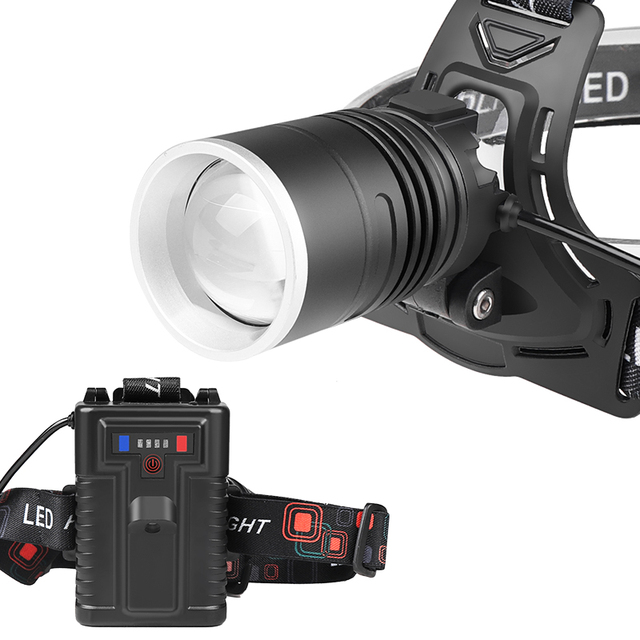 Powerful XHP50 Led Headlamp with Projection Light Headlight Zoom Head Lamp Flashlight Torch 18650 Battery Rechargeable  Lantern
