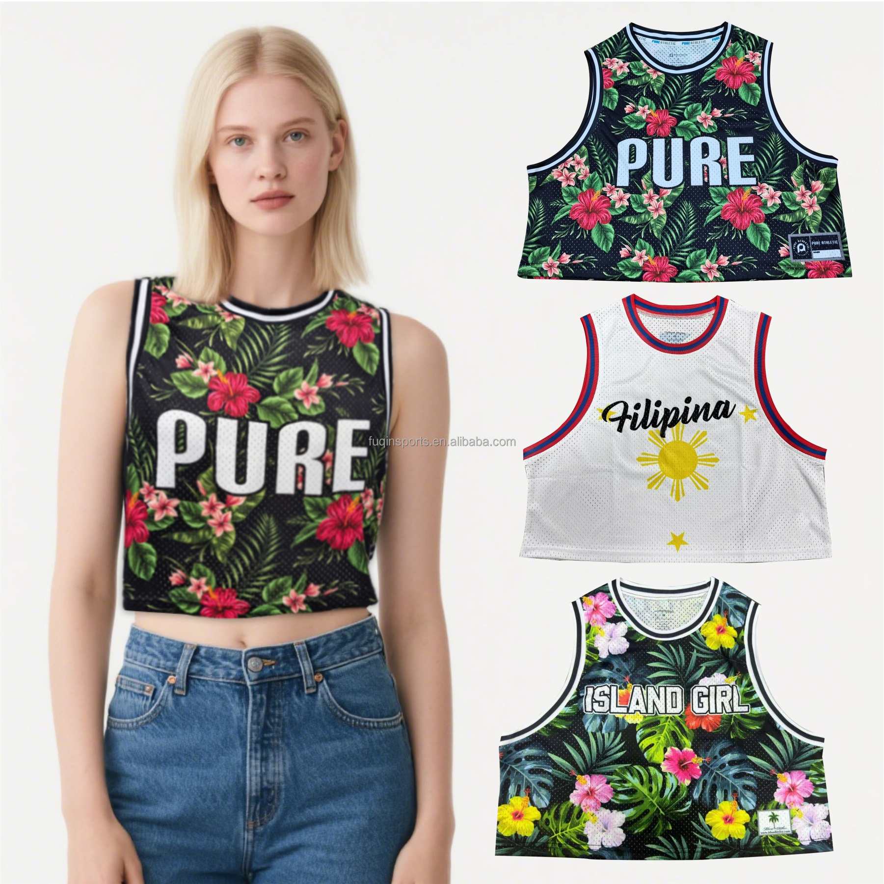 Custom Women's Cropped Basketball Jersey Cropped Singlets For Girl Tank Top Sleeveless Crop Top Wear Ice Cream Workout Shirts