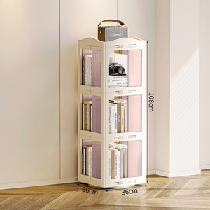 Estantería de esquina giratoria para sala de estar, hogar, oficina, almacenamiento de ahorro de espacio, estantería <span class=keywords><strong>plegable</strong></span> multifuncional - Product Image 4